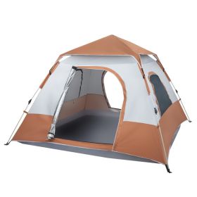 240*240*150cm Spring Quick Opening Four-Person Family Tent Camping Tent Brown