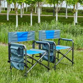 2-piece Padded Folding Outdoor Chair with Storage Pockets,Lightweight Oversized Directors Chair for indoor, Outdoor Camping, Picnics and Fishing