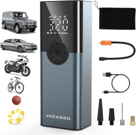 VACASSO Tire Inflator Portable Air Compressor,150PSI Air Pump for Car Tires with LED Light,Rechargeable Cordless Air Compressor Portable for Car