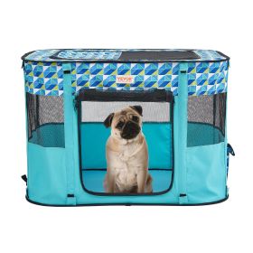 VEVOR Foldable Pet Playpen, 32'' x 24'' x 22'' Portable Dog Playpen, Crate Kennel for Puppy, Dog, Cat, Waterproof 600D Oxford Cloth, Removable Zipper