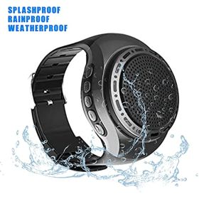 Wearable Waterproof Wireless Portable Bluetooth Speaker Watch; with MP3 Player & FM Radio & Selfie & Ultra Long Standby Time for Running; Hiking; Clim (Color: Black)