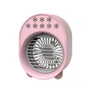 1pc Air Fan Air Cooler Water Cooled Fan; Mini Small Fan USB Fan Spray Humidifier Portable Desktop Fan (Color: Pink)