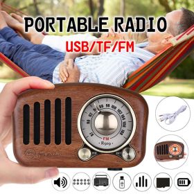 Portable FM Radio (R919) With 5.0 BT Speaker; Walnut Wooden FM Radio With Old Fashioned Classic Style; Strong Bass Enhancement; Loud Volume (Color: Walnut)