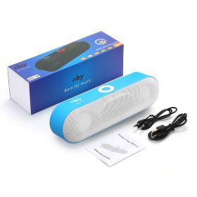 Portable Bluetooth Speaker Mini Wireless Speakers 3D Stereo Music Surround Support TF Card FM Radio Subwoofer Loudspeaker (Ships From: China, Color: Blue with box)