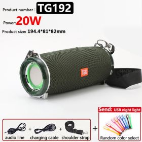 50W High Power TG187 Bluetooth Speaker Waterproof Portable Column For PC Computer Speakers Subwoofer Boom Box Music Center FM TF (Color: 20W TG192 Green)