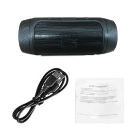 Portable Speaker Wireless Bluetooth-compatible Outdoor Waterproof 3D Stereo Loudspeaker Wireless Sound System Support FM Radio (Color: Black)