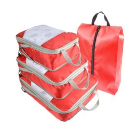 Packing Cubes for Travel, 4 Pcs Travel Cubes Storage Set with Shoe Bag Suitcase Organizer Lightweight Luggage for Travel Accessories (Color: Red, size: 3 pcs)