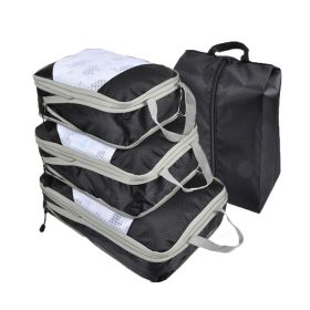 Packing Cubes for Travel, 4 Pcs Travel Cubes Storage Set with Shoe Bag Suitcase Organizer Lightweight Luggage for Travel Accessories (Color: Black, size: 3 pcs)