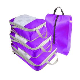 Packing Cubes for Travel, 4 Pcs Travel Cubes Storage Set with Shoe Bag Suitcase Organizer Lightweight Luggage for Travel Accessories (Color: Purple, size: S)