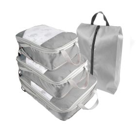 Packing Cubes for Travel, 4 Pcs Travel Cubes Storage Set with Shoe Bag Suitcase Organizer Lightweight Luggage for Travel Accessories (Color: Grey, size: 3 pcs)