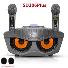 SD306 Plus 2 in 1 Portable Karaoke Wireless Bluetooth Speaker Dual Microphone Owl Speaker 30W High Power Subwoofer Family KTV (Color: SD306 Plus grey)