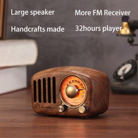 R919 Portable FM Radio With 5.0 BT Speaker; Walnut Wooden FM Radio With Old Fashioned Classic Style; Strong Bass Enhancement; Loud Volume (Color: Walnut)