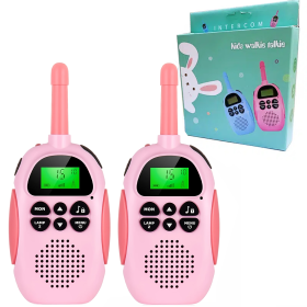 2pcs ZILIEEN Rechargeable Kids Walkie Talkies With 3km Range; 2 Way Radio For Outside; Camping; Hiking (Color: 2 Pink)