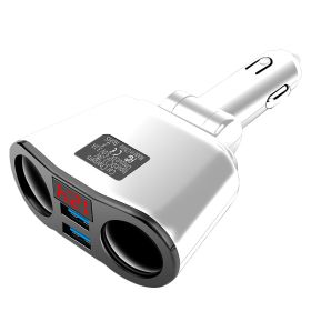 3.1A Dual USB Car Charger 2 Port LCD Display 12-24V Cigarette Socket Lighter Fast Car Charger Power Adapter Car Styling (Plug Type: White)