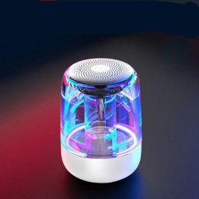 Portable Speakers Bluetooth Column Wireless Bluetooth Speaker Powerful Bass Radio with Variable Color LED Light (Class: 5w, Color: White)