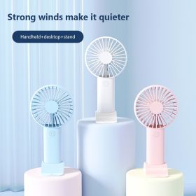 Mini Electric Fan Portable 3 Gears Wind Speed Adjustment Air Cooler High Quality Summer Cooling Fan Camping Rechargeable Home (Color: Blue)